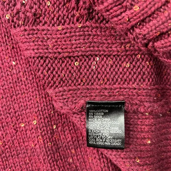Cremieux Sweater Top Women's Small Round Neck Maroon w/ Gold Sequins NWT - Picture 8 of 13